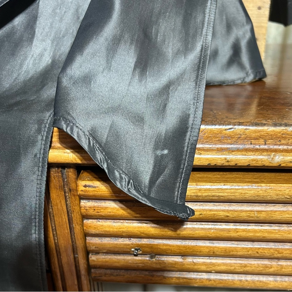 Zara Basic Satin Look Collared Wrap Blouse Black 3/4 Sleeves Bow Tie Waist - Picture 8 of 10